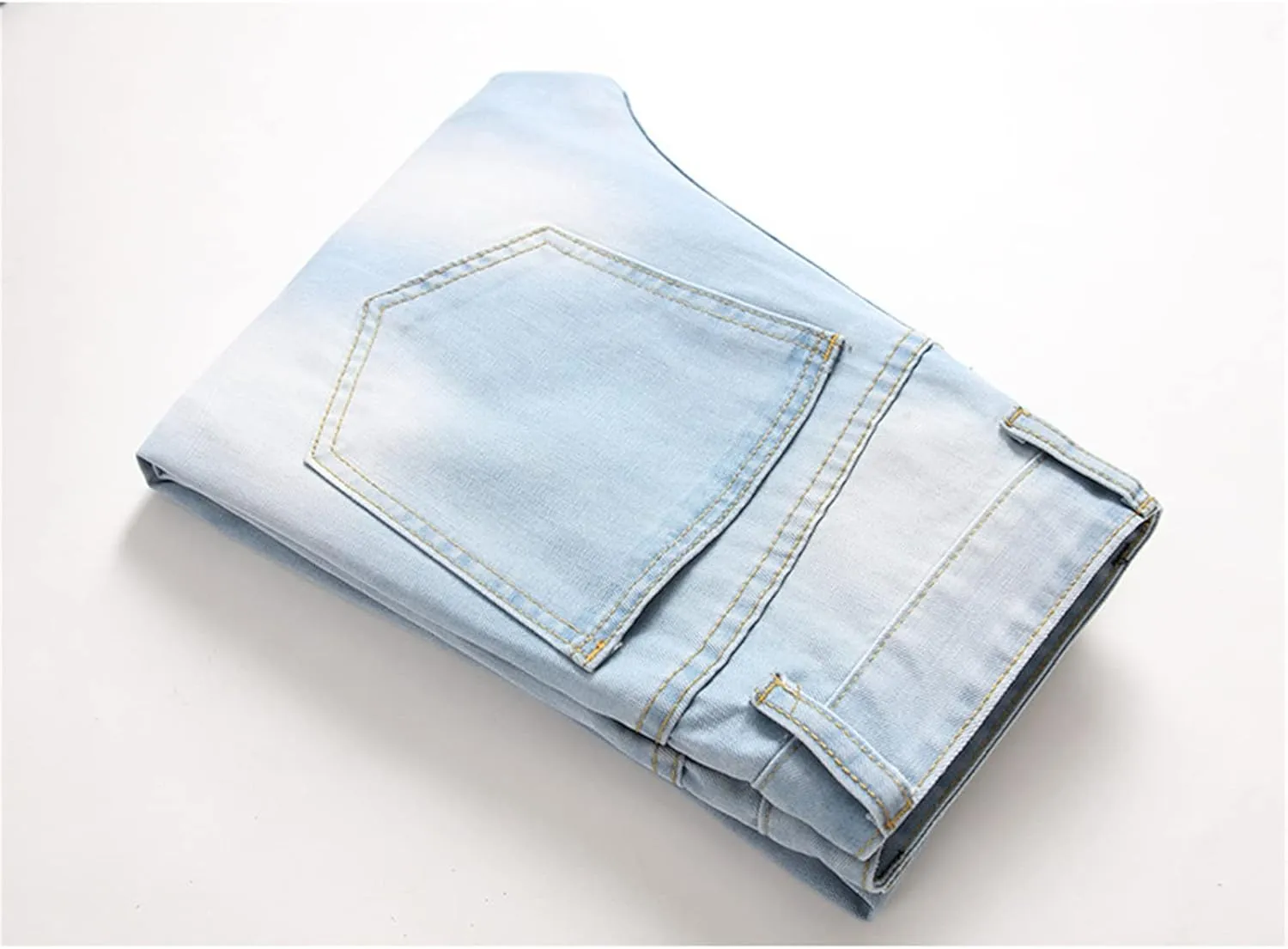 Andongnywell Mens Straight Leg Regular Fit Classic Basic Denim Jeans Classic Biker Jeans Ripped Casual Pants