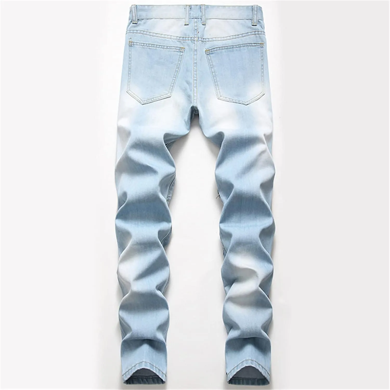 Andongnywell Mens Straight Leg Regular Fit Classic Basic Denim Jeans Classic Biker Jeans Ripped Casual Pants
