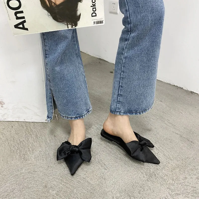 binfenxie  -  Women Casual Flats Heeled Slippers Shoes Woman Outdoor Slides Summer Women Bow Slippers Shoes Mules Single Shoes Dropshipping