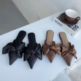 binfenxie  -  Women Casual Flats Heeled Slippers Shoes Woman Outdoor Slides Summer Women Bow Slippers Shoes Mules Single Shoes Dropshipping