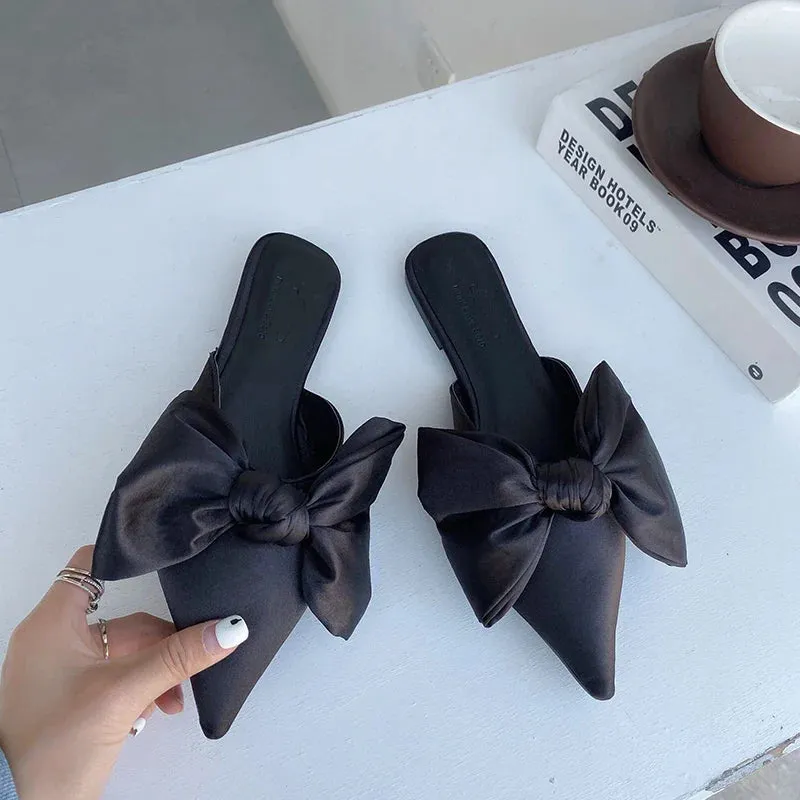 binfenxie  -  Women Casual Flats Heeled Slippers Shoes Woman Outdoor Slides Summer Women Bow Slippers Shoes Mules Single Shoes Dropshipping