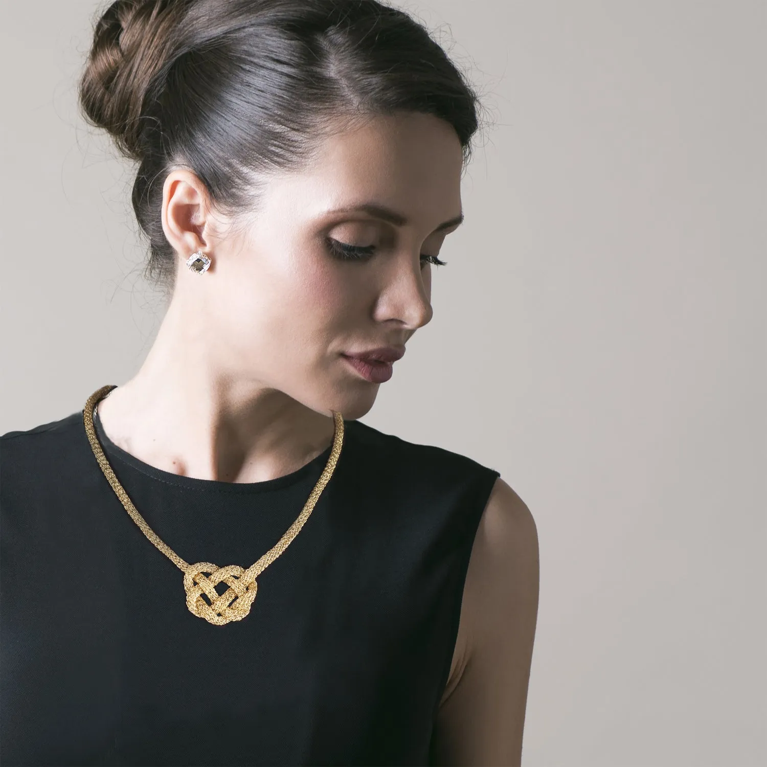 BOLD Celtic heart knot necklace , wire crochet