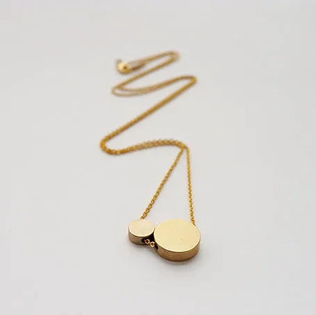 Brass Solid Circle & Small Circle Necklace | by brass bold