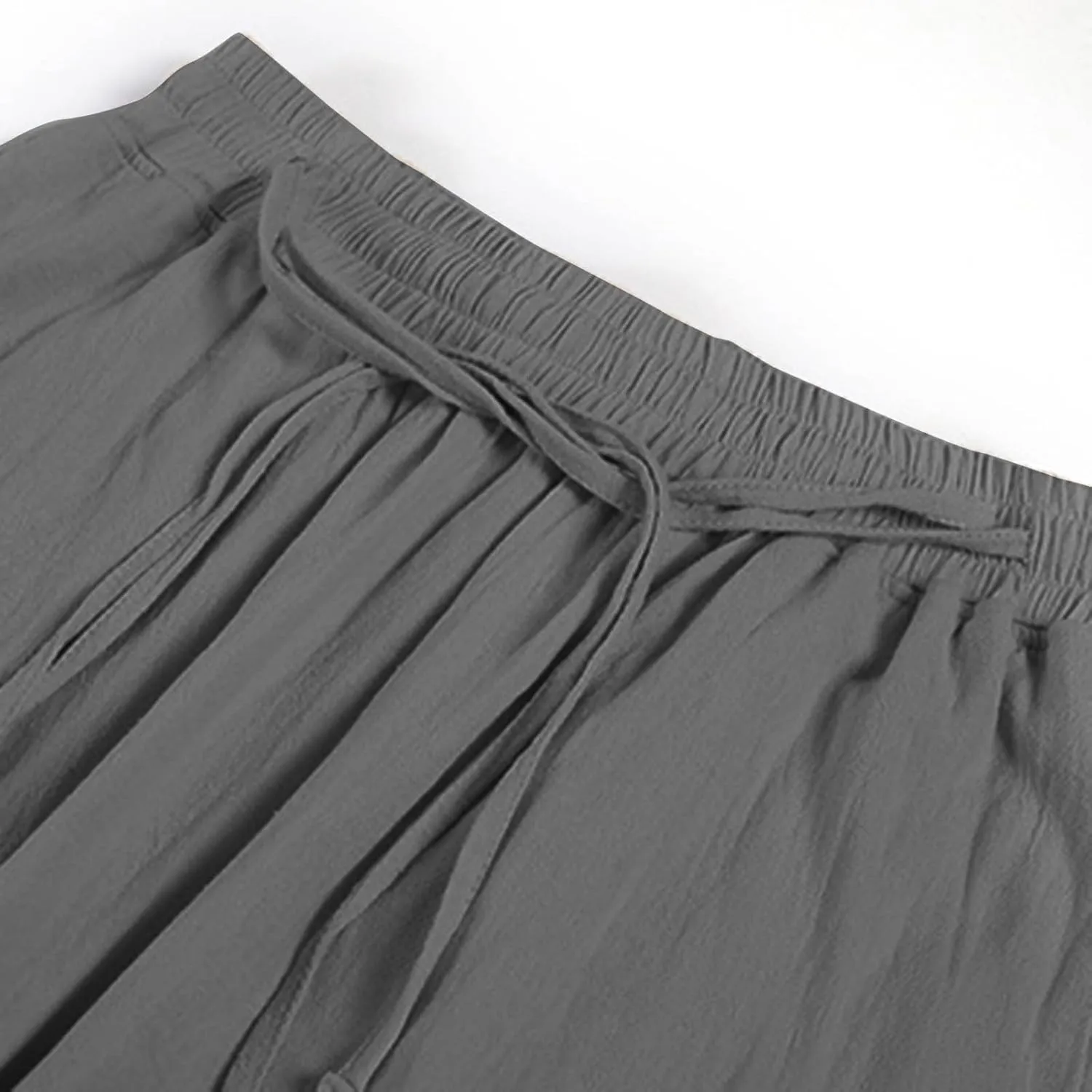 Cambkatl Cotton Linen Pants for Men Casual 2025 Summer Elastic Waist Drawstring Lightweight Loose Beach Travel Lounge Pants