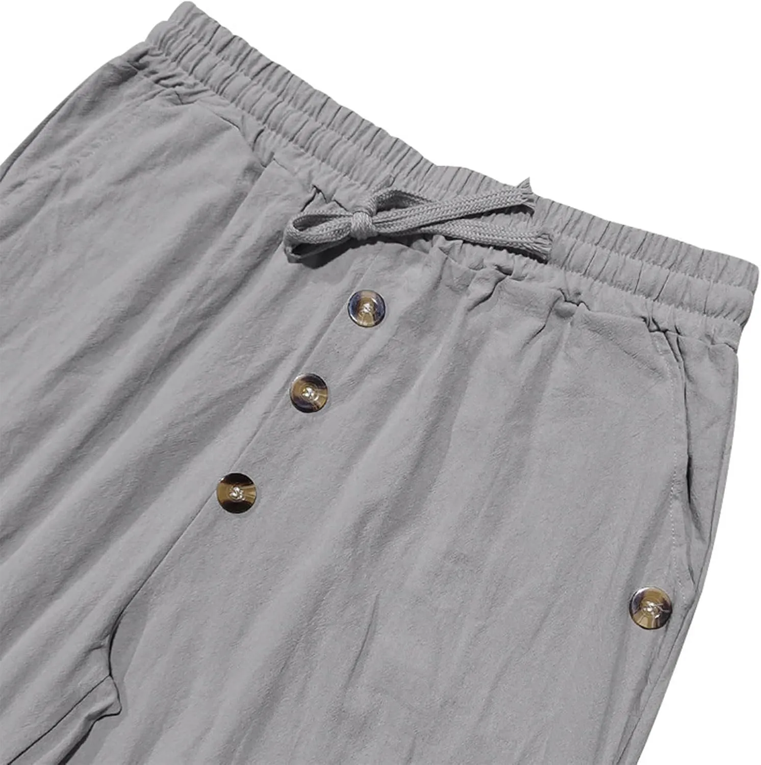 Cambkatl Men's Cotton Linen Pants Lightweight Casual Summer Drawstring Elastic Waist Yoga Beach Long Pants with Pockets