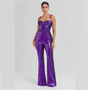 Chic Rhinestone Strap Sequin Bodycon Jumpsuit