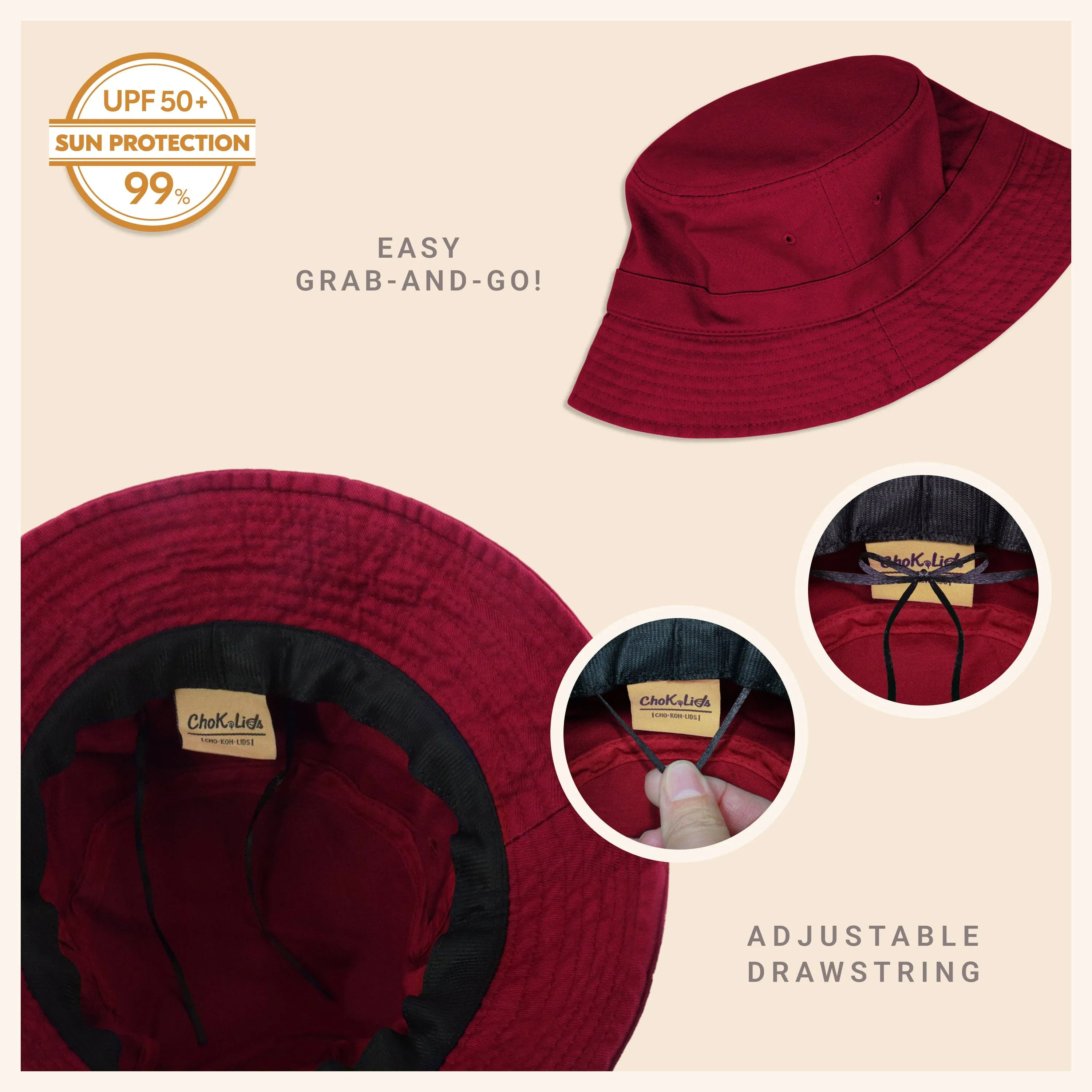 CHOK.LIDS Canvas Bucket Hat: Latte