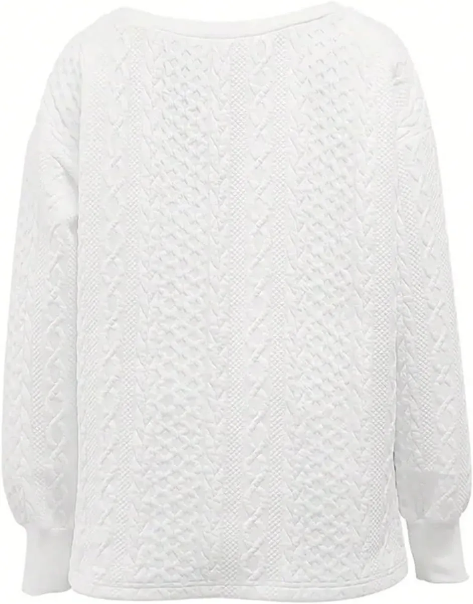 COZYEASE Women's Cable Knit Sweaters Boat Neck Long Sleeve Basic Pullover Tops Loose Casual Knitwear