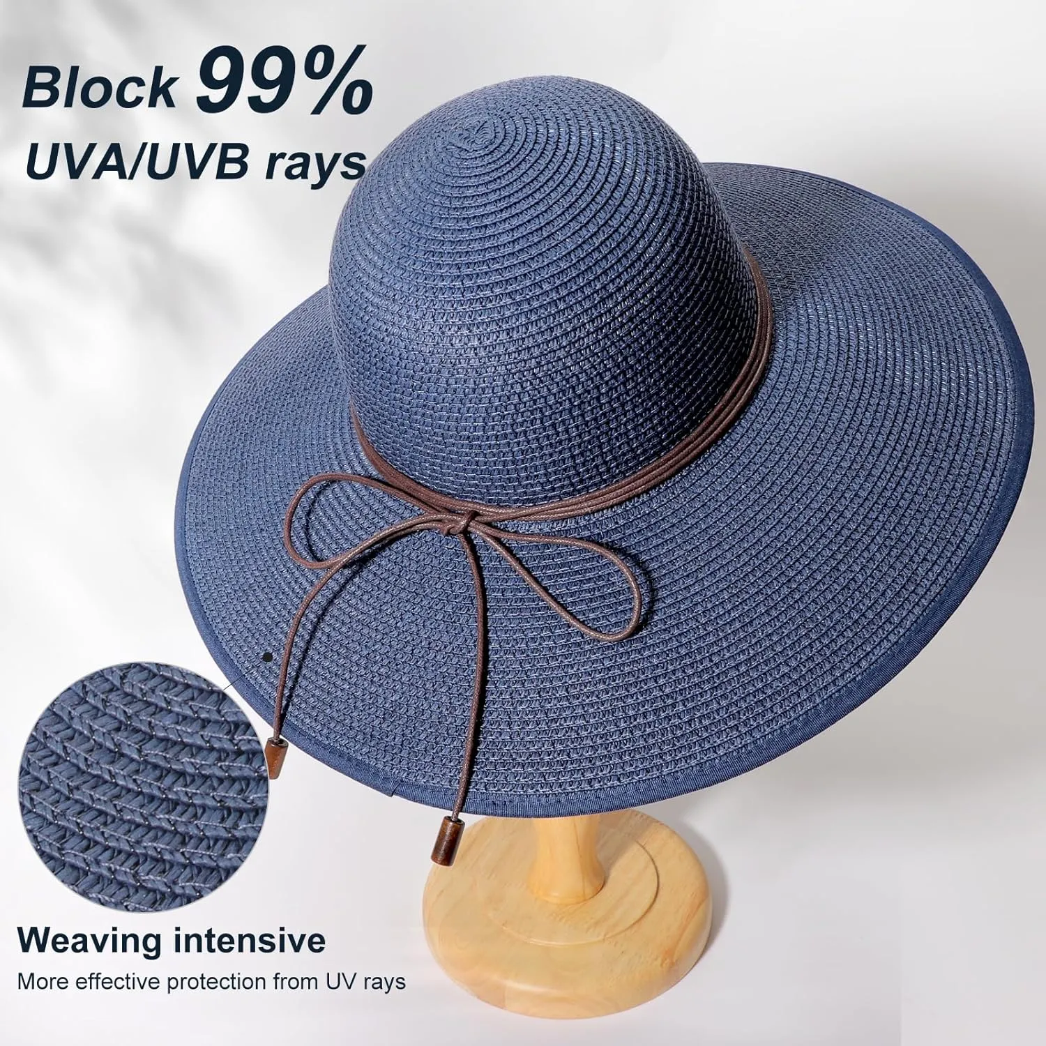DRESHOW Beach Hats for Women Big Straw Wide Brim Summer Hat Floppy Foldable Roll up Cap Sun Hat UPF 50 