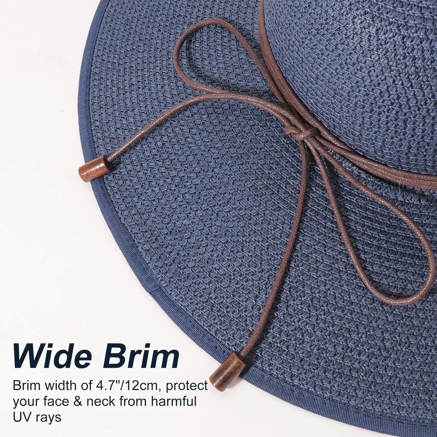 DRESHOW Beach Hats for Women Big Straw Wide Brim Summer Hat Floppy Foldable Roll up Cap Sun Hat UPF 50 
