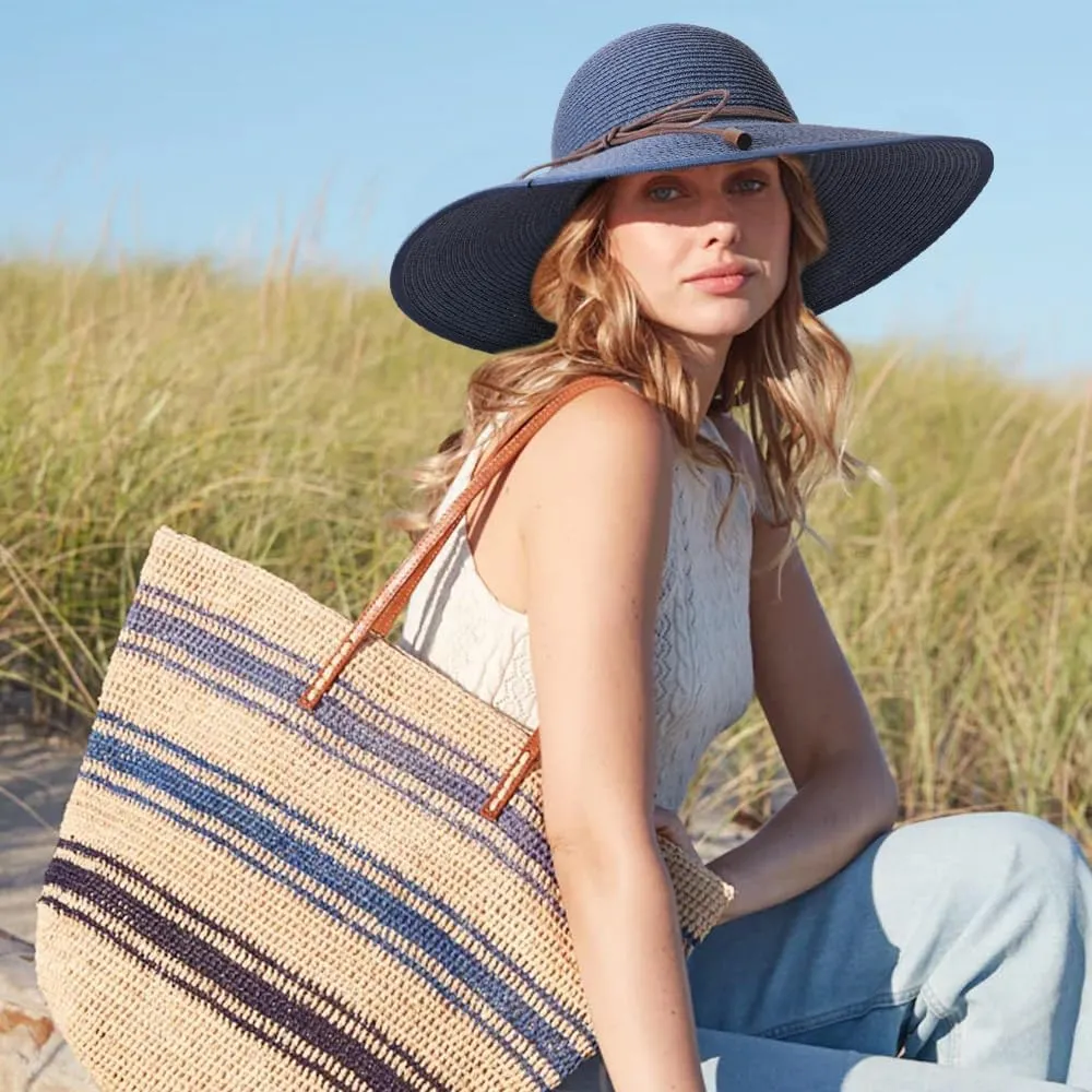 DRESHOW Beach Hats for Women Big Straw Wide Brim Summer Hat Floppy Foldable Roll up Cap Sun Hat UPF 50 