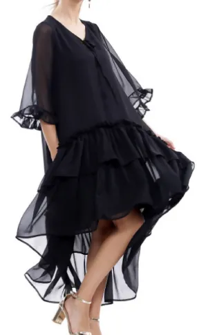 Flowy High-Low Black Dress