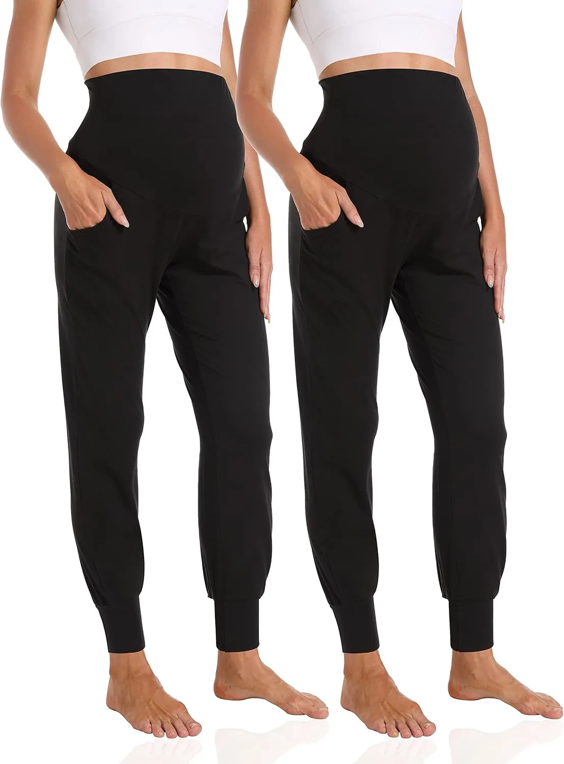 Foucome Women's Maternity Pants Stretchy Jogger Sweatpants Comfy Casual Pregnancy Workout Lounge Pants with Pockets