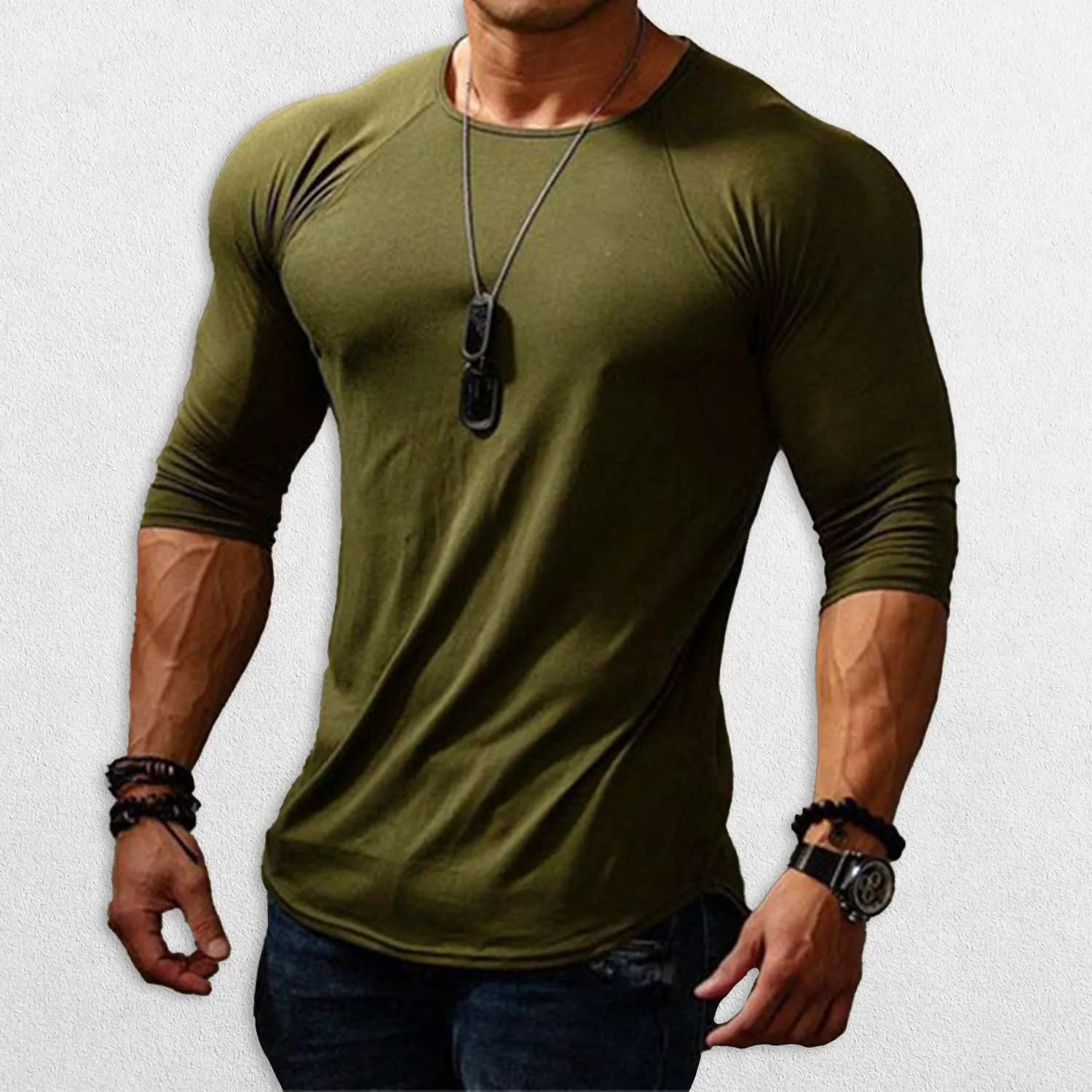 GPW Long Sleeve Cotton T-Shirt for Men - Bodybuilding and Sports