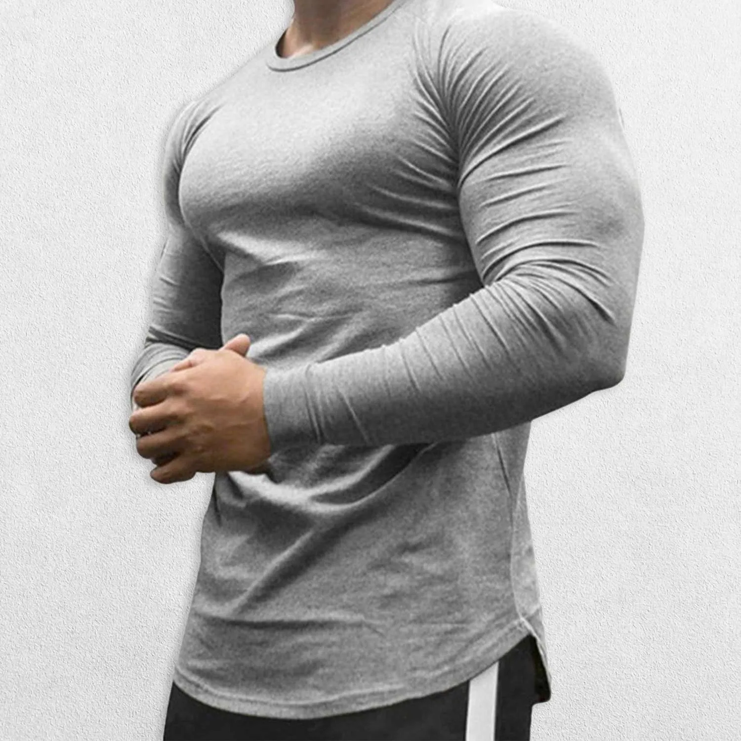 GPW Long Sleeve Cotton T-Shirt for Men - Bodybuilding and Sports