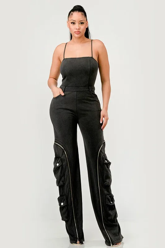 Jasmine Moto Cargo Jumpsuit