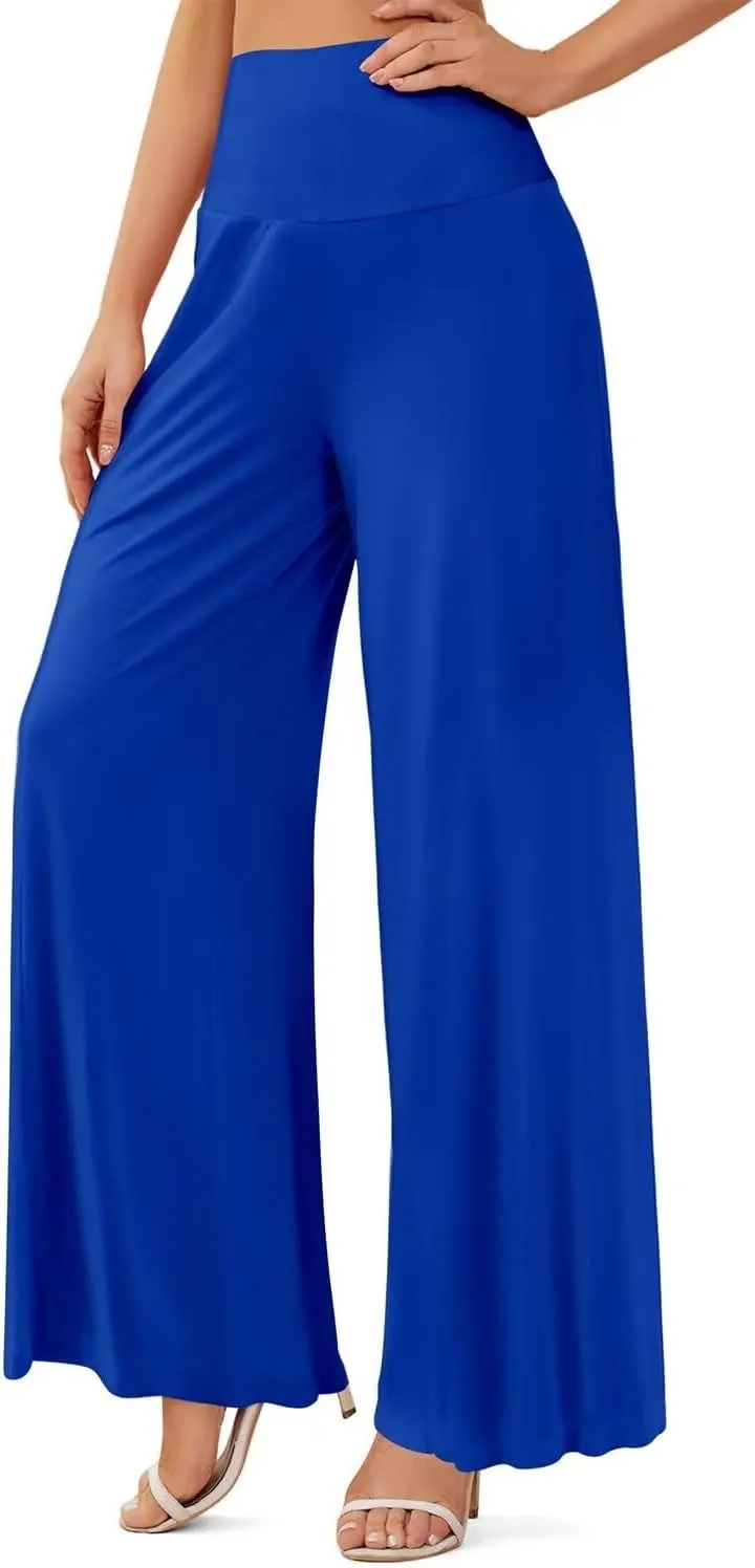 JZC Women's Palazzo Lounge Pants Stretchy Wide Leg Casual Pants Comfy High Waist Flowy Pants S-3XL