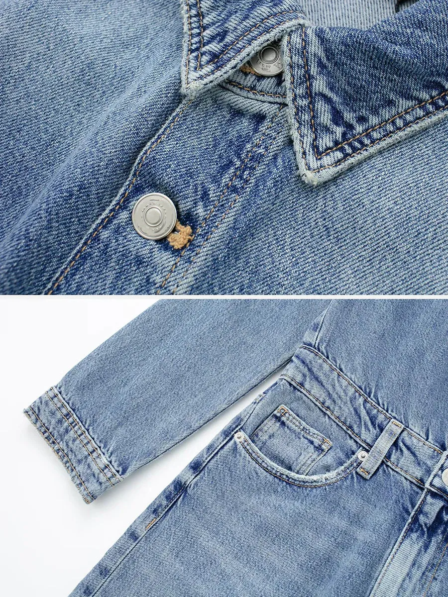 Long-sleeved denim jumpsuit for women