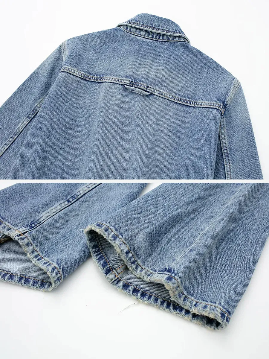 Long-sleeved denim jumpsuit for women