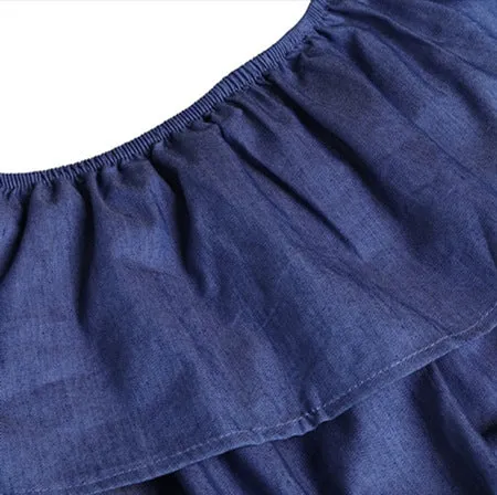Luexco Blue Off Shoulder Jumpsuit Wide Leg Blue Romper