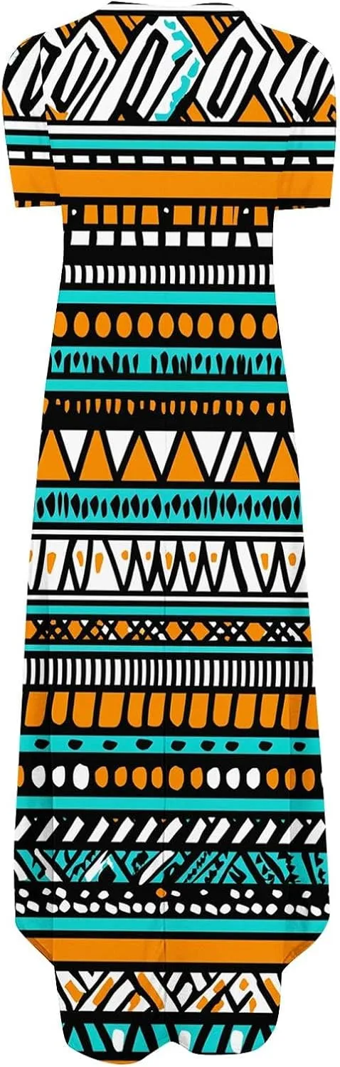 Maxi Dresses for Women 2025 Short Sleeve Casual Flowy Flowy Long Dress Beach Vocation Shift Dress