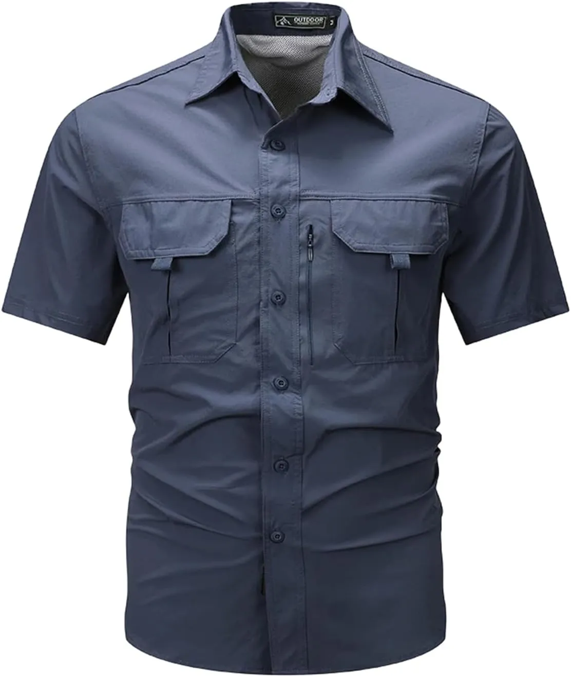 Men Short Sleeve Shirt Breathable Tactical Work Shirt Tops Outdoor Casual Quick Dry Multi-Pocket Camping Cargo Shirts