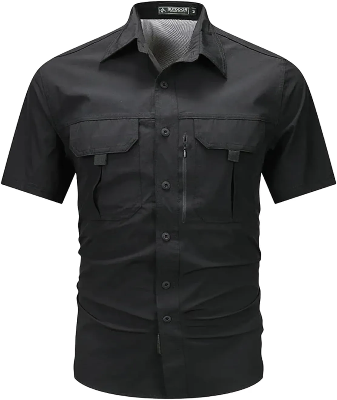 Men Short Sleeve Shirt Breathable Tactical Work Shirt Tops Outdoor Casual Quick Dry Multi-Pocket Camping Cargo Shirts
