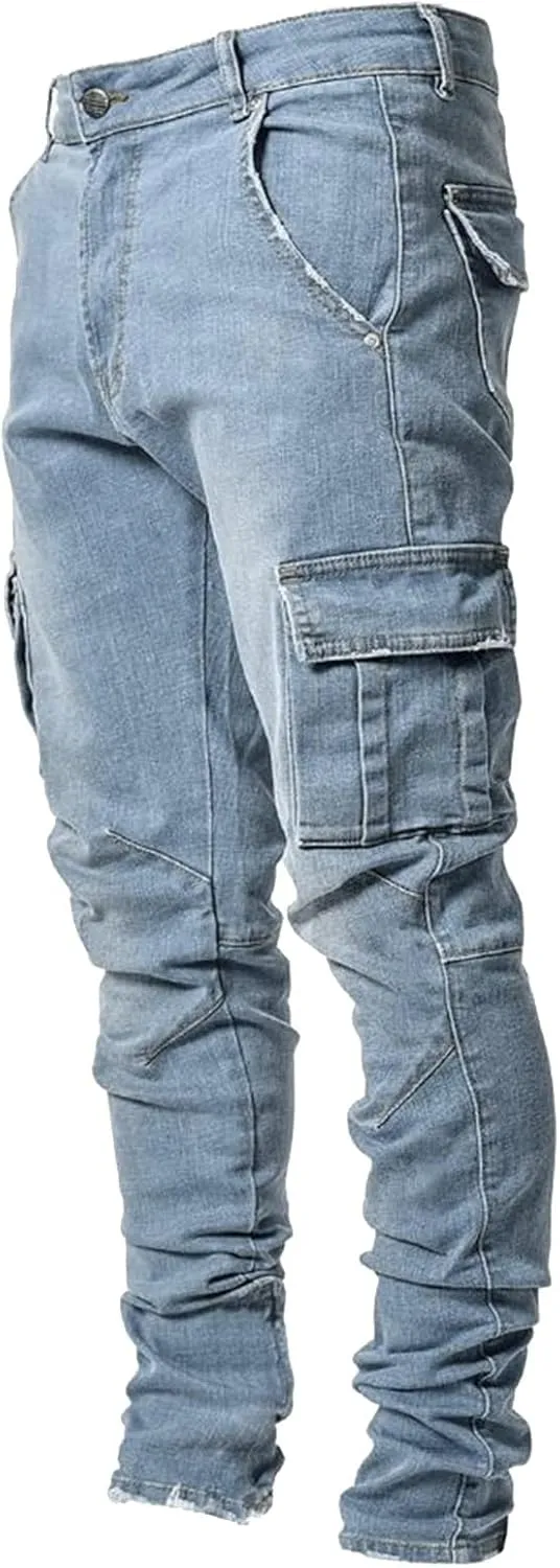 Men's Jeans Classic Relaxed Fit Cotton Jean Slim Fit Denim Jeans Mens Comfort Flex Waist 2-Way Stretch Denim Jeans for Men