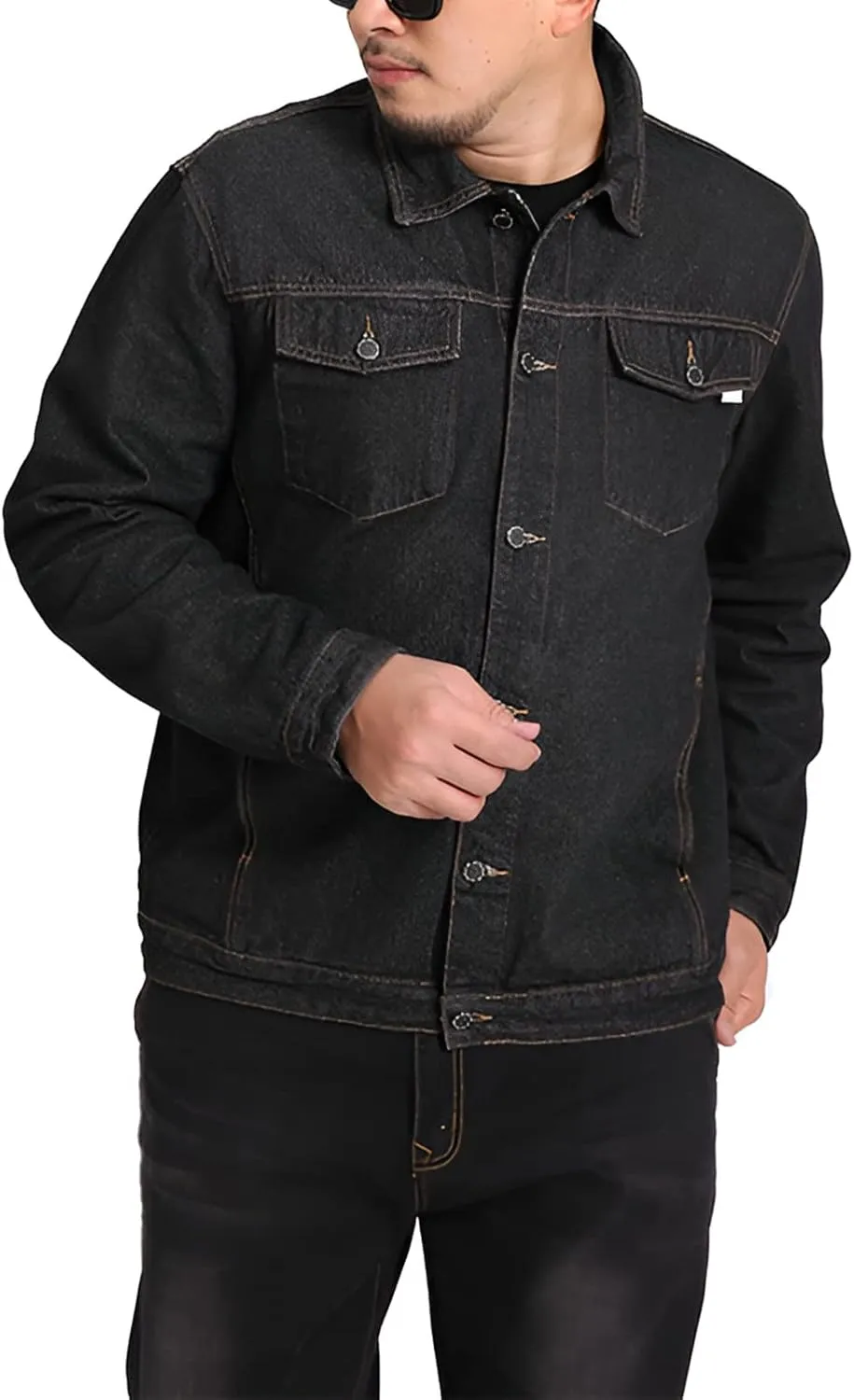 Men's Loose Fit Vintage Denim Jacket Classic Western Trucker Jeans Coat