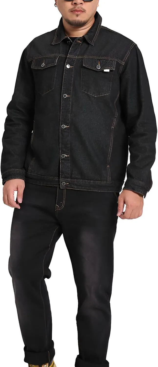 Men's Loose Fit Vintage Denim Jacket Classic Western Trucker Jeans Coat