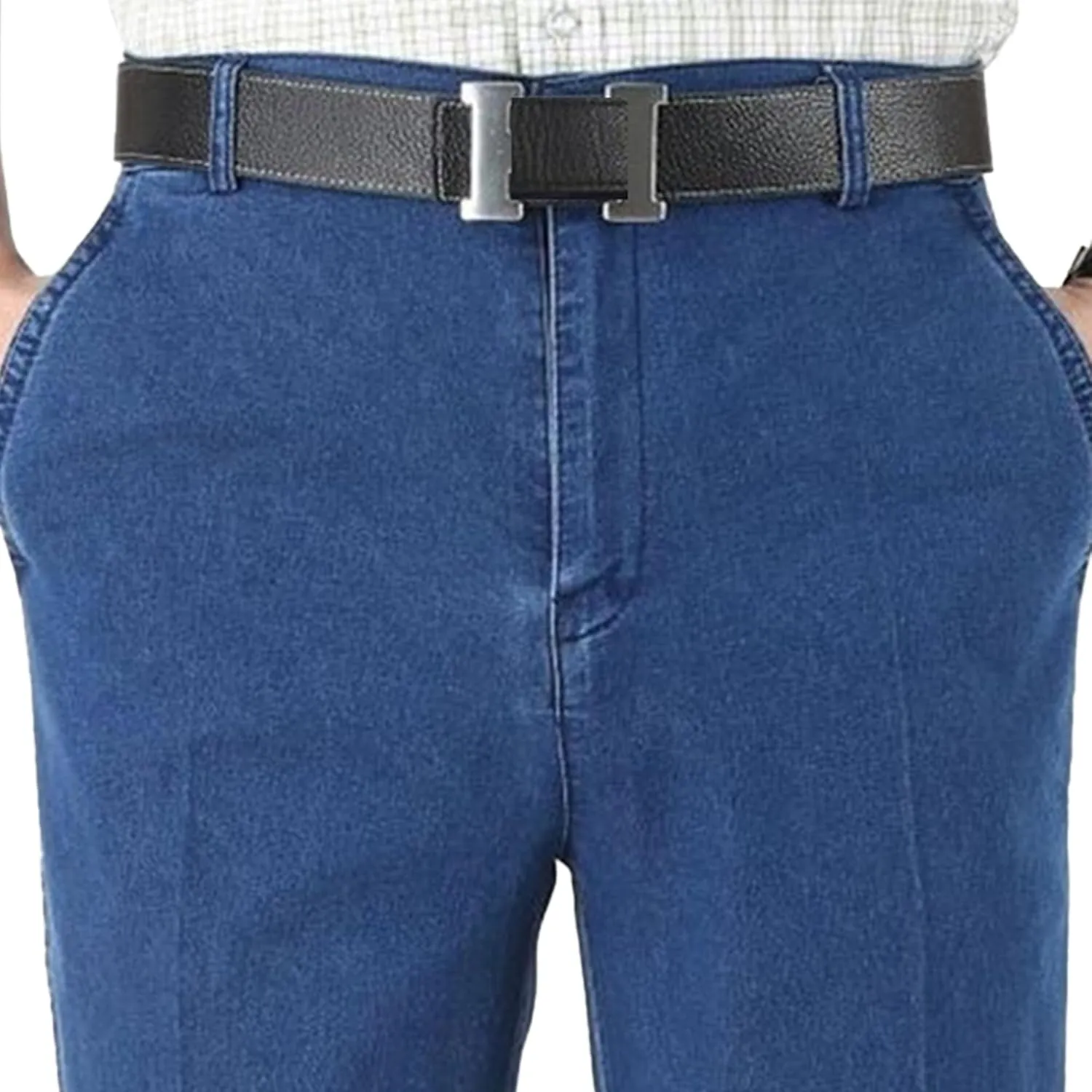 Men's Regular Fit Hight Waist Jeans Straight Leg Casual Loose Denim Pants Stretch Classic Comfort Jeans