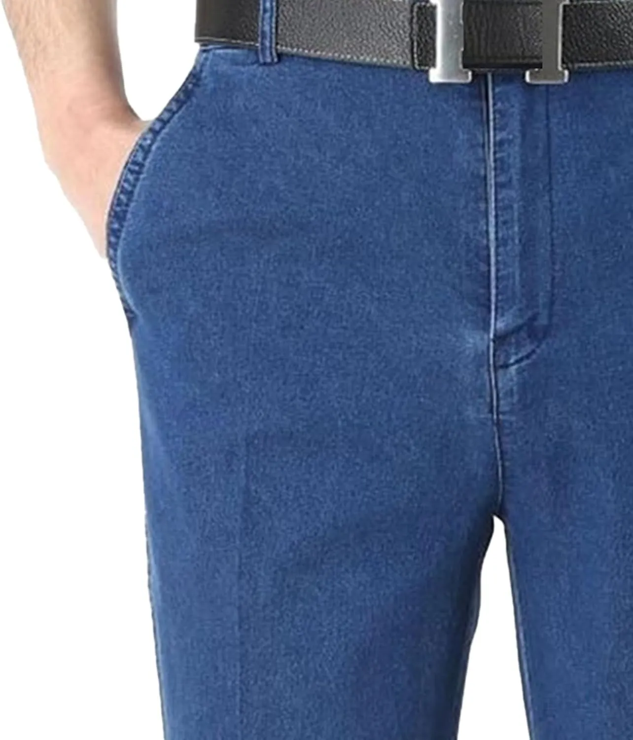 Men's Regular Fit Hight Waist Jeans Straight Leg Casual Loose Denim Pants Stretch Classic Comfort Jeans