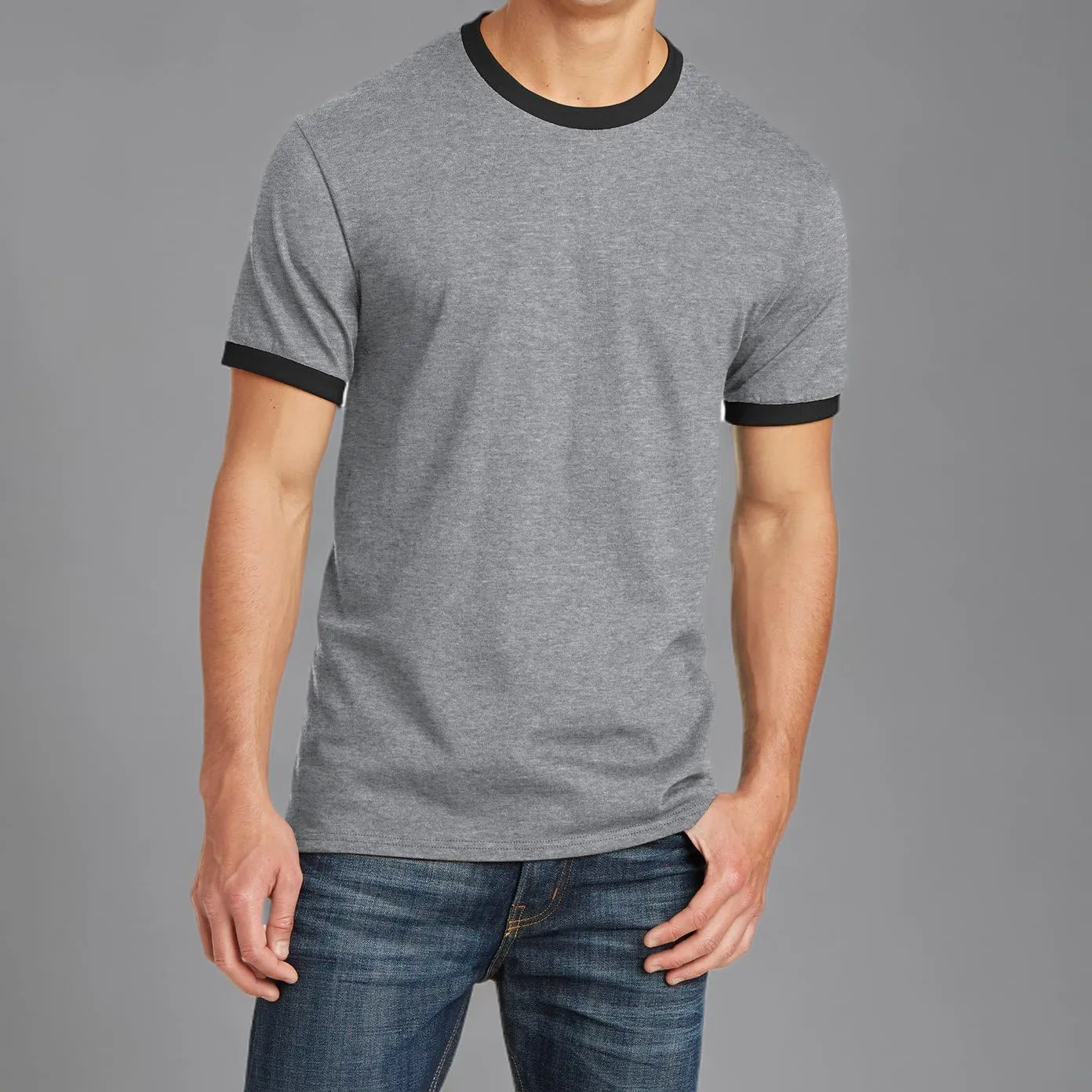 Men's Short Sleeve Core Cotton Soft Classic Ringer Tee