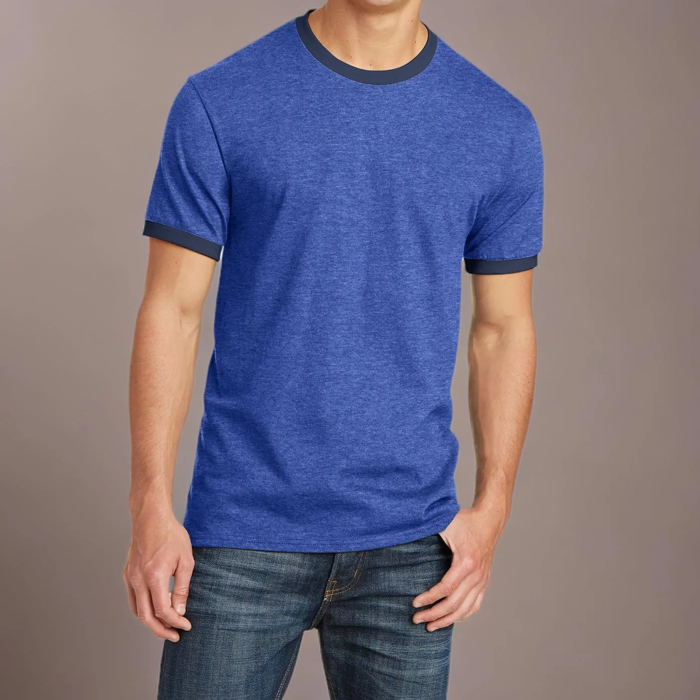 Men's Short Sleeve Core Cotton Soft Classic Ringer Tee