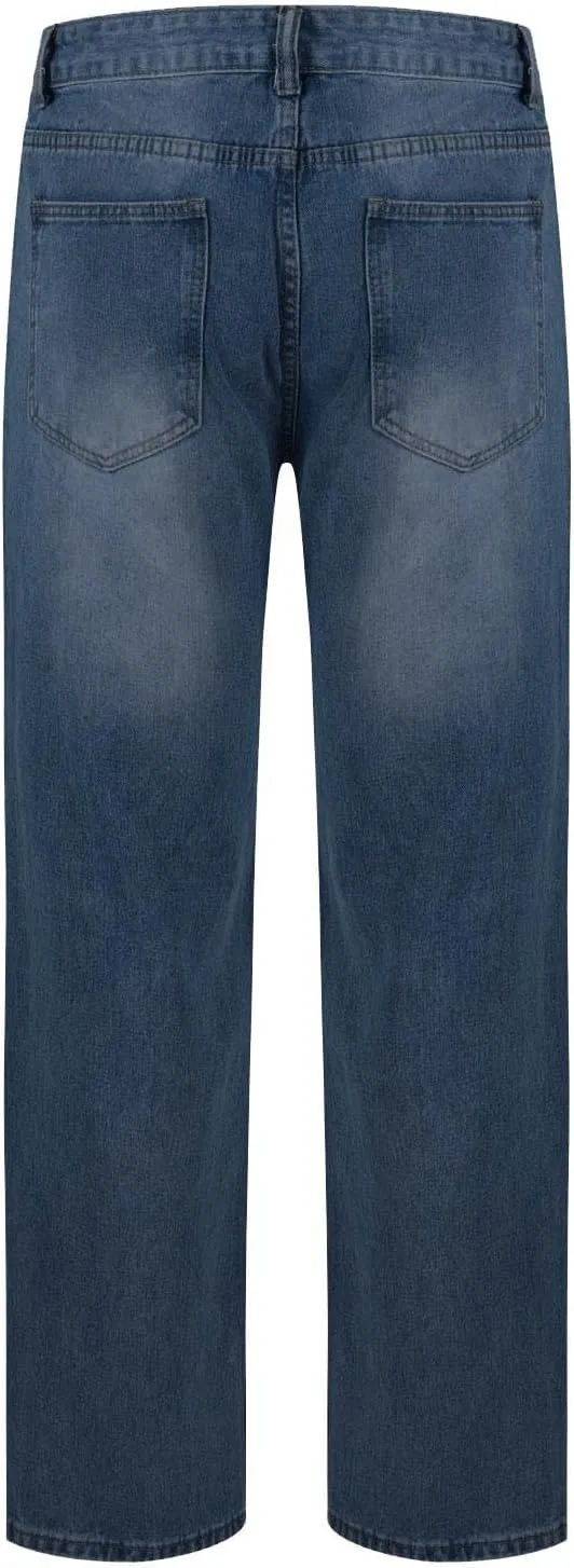 Mens Straight Leg Jeans Relaxed Fit Vintage Denim Pants Classic Casual Denim Jeans Trousers Pants with Pockets