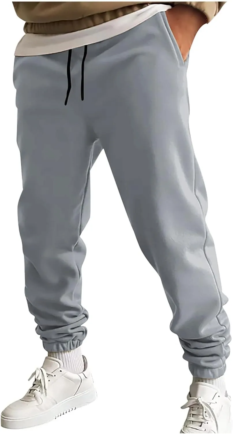 Mens Sweatpants Joggers Cinch Bottom Baggy Sweat Pants Drawstring Stretchy Workout Comfy Lounge Pants with Pockets