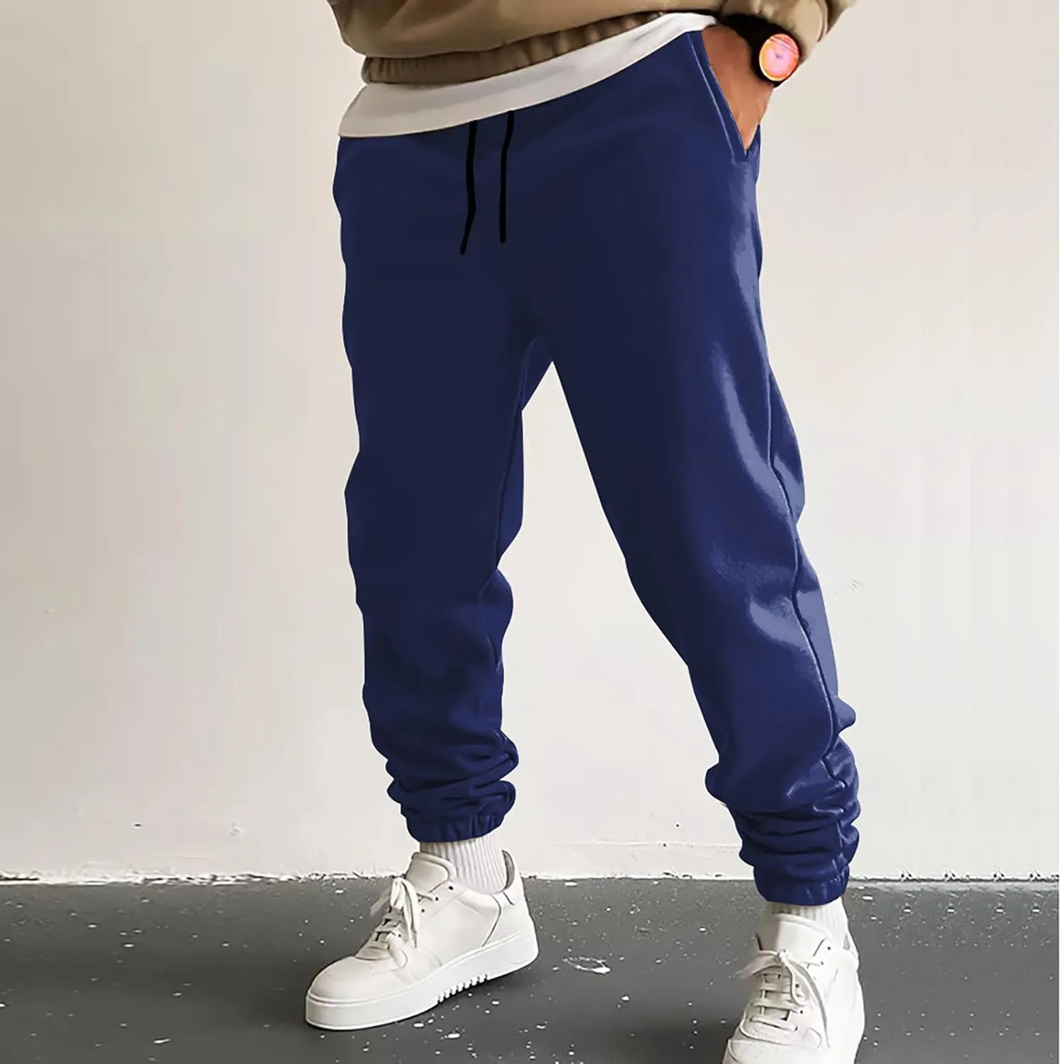 Mens Sweatpants Joggers Cinch Bottom Baggy Sweat Pants Drawstring Stretchy Workout Comfy Lounge Pants with Pockets