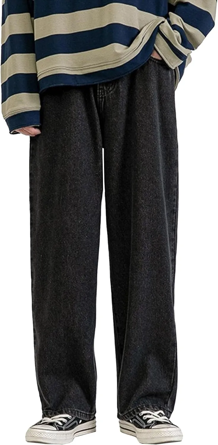 Men's Vintage Straight Loose Fit Jeans Causal Classic Hiking Denim Pants Washed Comfort Outdoor Jeans Trouser