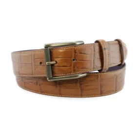 Mid Tan Mock croc tail roller belt
