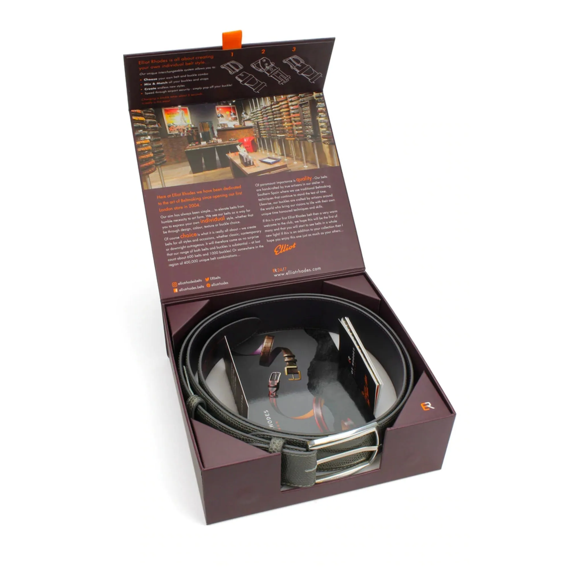 Mid Tan Mock croc tail roller belt
