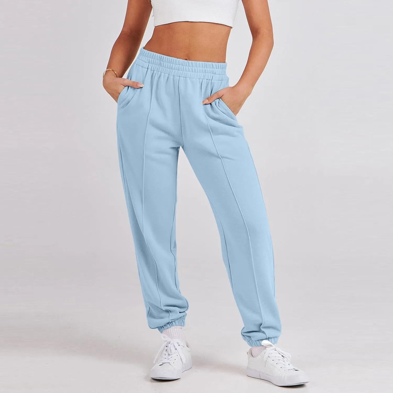 midelxp Athletic Jogger Sweatpants Women Baggy High Waisted Fleece Joggers with Pockets Comfy Lightweight Lounge Pants 2024