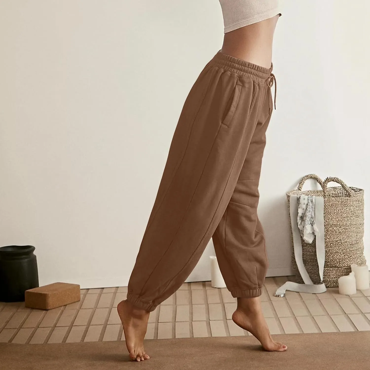midelxp Baggy Jogger Pants for Women High Waisted Fleece Sweatpants Casual Athletic Pants Comfy Yoga Pants with Pockets