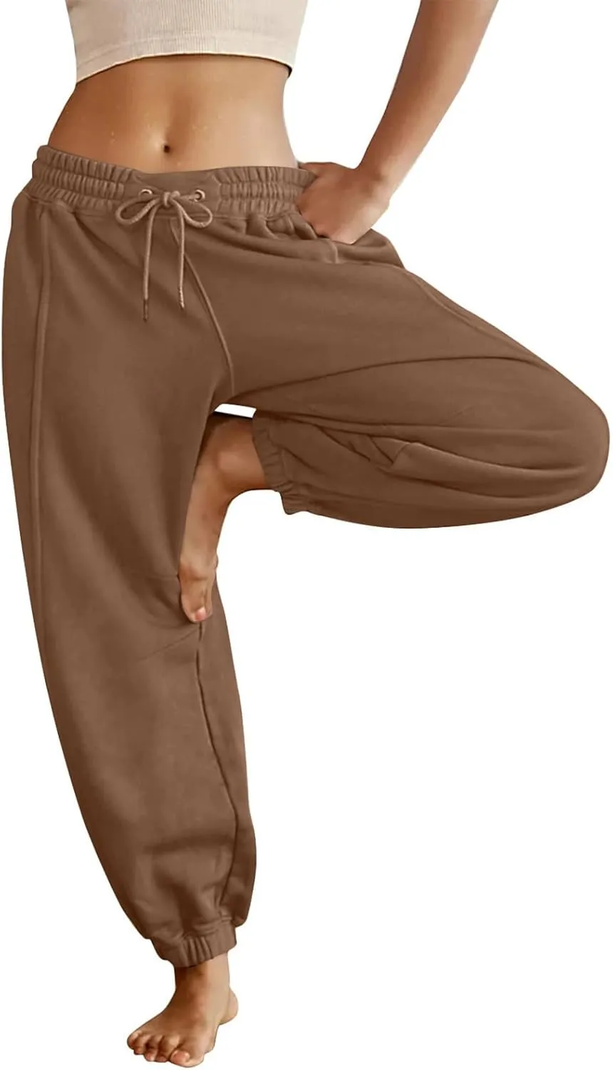 midelxp Baggy Jogger Pants for Women High Waisted Fleece Sweatpants Casual Athletic Pants Comfy Yoga Pants with Pockets