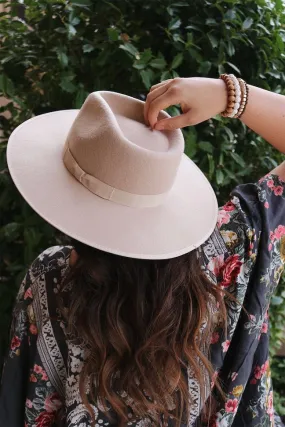 Montana Flat Brim Fedora Rancher Hat - Cream