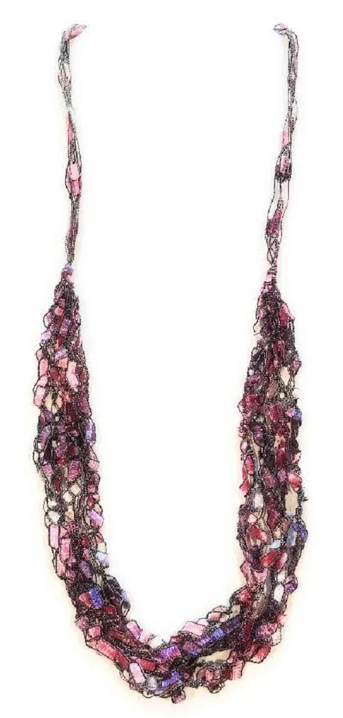 Necklace Scarf Ladder Yarn Adjustable Purple Pink Alzheimer