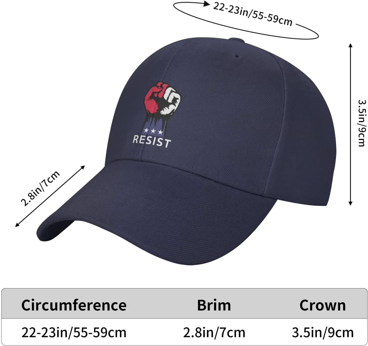 Resist Fist Resistance Hats for Men Pre-Curve Brim Visor Classic Baseball Cap Trendy Black Trucker Hat Adjustable
