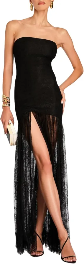 Seyumixi Women Strapless Flowy Maxi Dress High Split Off Shoulder Tube Dress Sleeveless Boho Floral Beach Long Dress