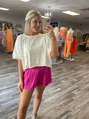 Shiny Crossover Shorts - Magenta