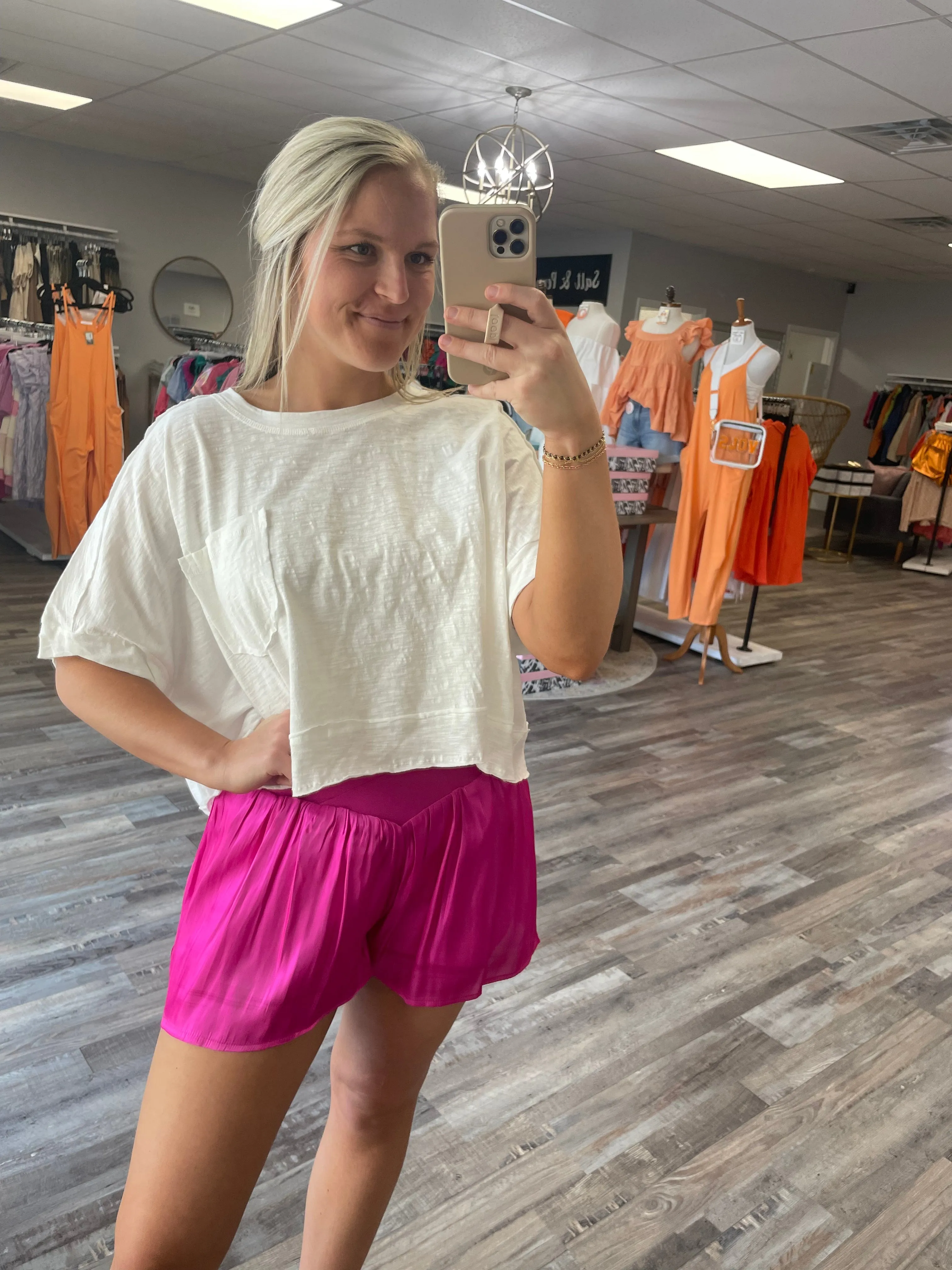 Shiny Crossover Shorts - Magenta