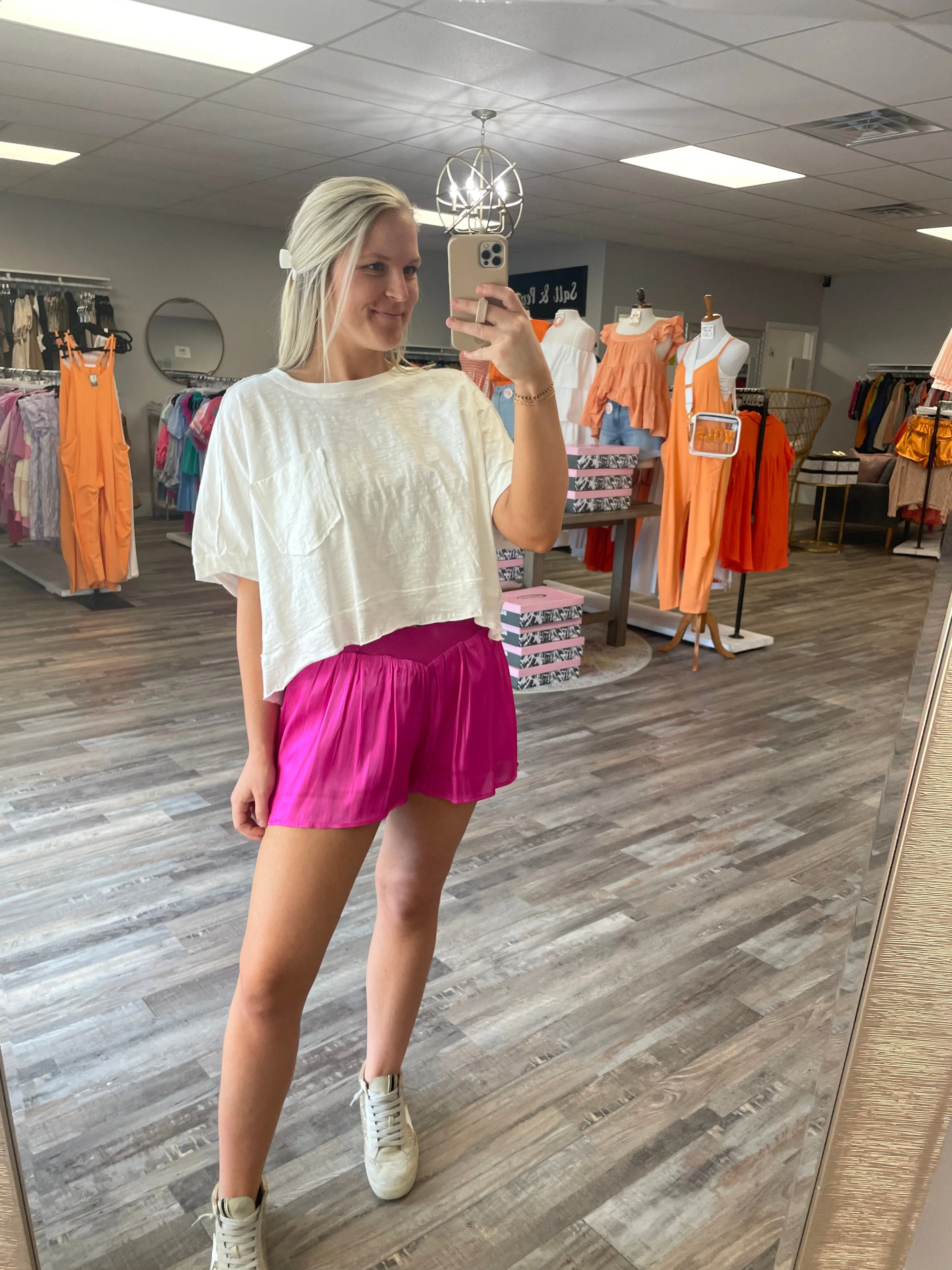 Shiny Crossover Shorts - Magenta